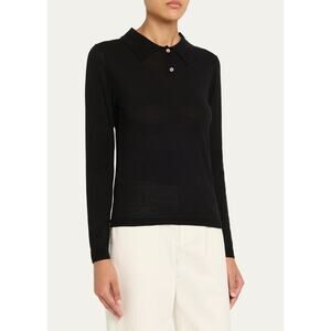 Still Here NY The Daughter Sweater Long Sleeve Polo Shirt Black Size Medium